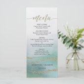 Awash Elegante Waterverf in Ocean Wedding Menu (Staand voorkant)