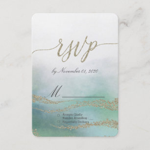 Awash Elegante Waterverf in Ocean Wedding RSVP