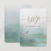 Awash Elegante Waterverf in Ocean Wedding RSVP (Voorkant / Achterkant)