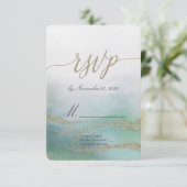 Awash Elegante Waterverf in Ocean Wedding RSVP (Staand voorkant)