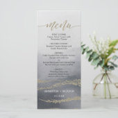 Awash Elegante Waterverf in Rook Bruiloft Menu (Staand voorkant)