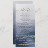 Awash Elegante Waterverf in Surf Bruiloft Menu (Voorkant / Achterkant)