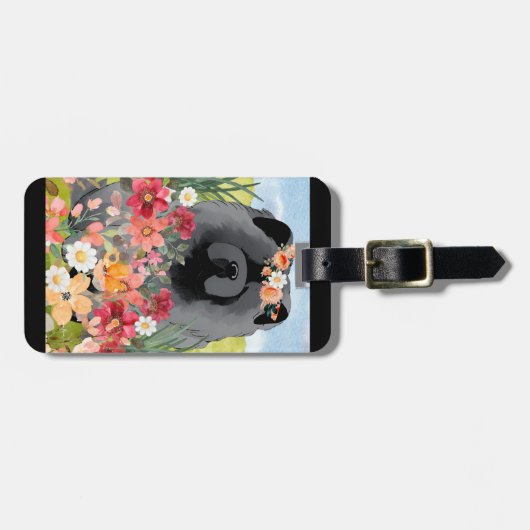 AWASH IN LICHT Zwart - Blue Chow Dog Bagagelabel (Voorkant horizontaal)