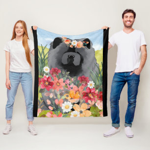 AWASH IN LICHT Zwart - Blue Chow Dog Fleece Deken