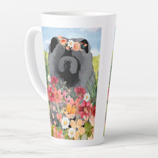 AWASH IN LICHT Zwart - Blue Chow Dog Latte Mok (Linkerhoek)