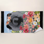 AWASH IN LICHT Zwart - Blue Chow Dog Strandlaken (Voorkant)