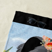 AWASH IN LICHT Zwart - Blue Chow Dog Strandlaken (In situ)