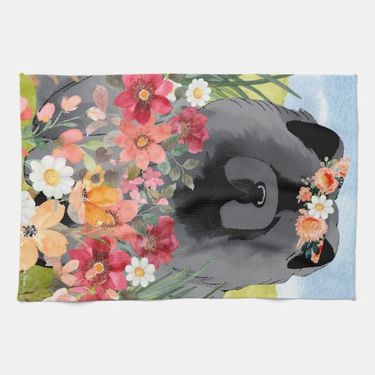 AWASH IN LICHT Zwart - Blue Chow Dog Theedoek (Horizontaal)