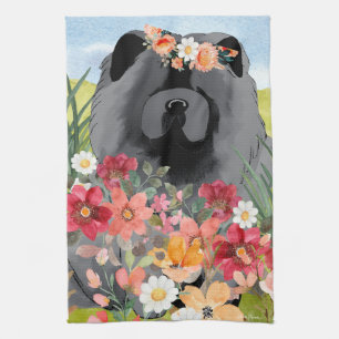 AWASH IN LICHT Zwart - Blue Chow Dog Theedoek