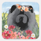 AWASH IN LICHT Zwart - Blue Chow Dog Vierkante Sticker (Voorkant)