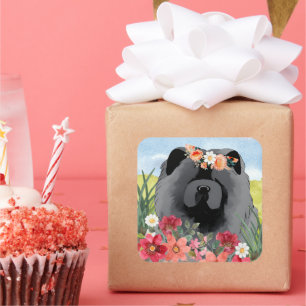 AWASH IN LICHT Zwart - Blue Chow Dog Vierkante Sticker