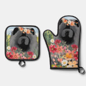 AWASH IN LIGHT Black - Blauwe Chow Hondenshirts Ovenwant & Pannenlap Set (Voorkant)