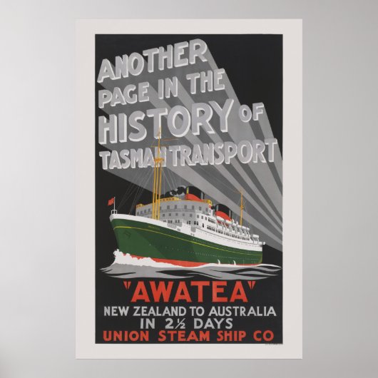Awatea Nieuw-Zeeland Vintage Poster 1930 (Voorkant)