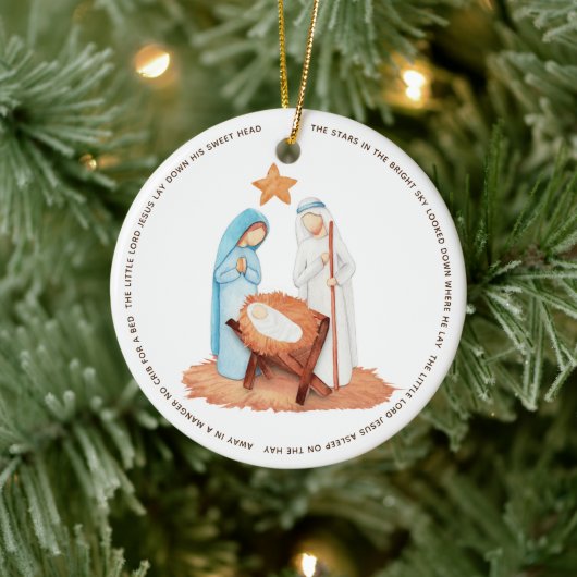 Away in a Manger Carol Simplistic Natitivity Keramisch Ornament (Boom)