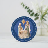 Away in a Manger Lyrics Nativiteitsscène Circular Feestdagenkaart (Staand voorkant)