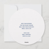 Away in a Manger Lyrics Nativiteitsscène Circular Feestdagenkaart (Achterkant)