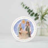 Away in a Manger Lyrics nativity White Circular Feestdagenkaart (Staand voorkant)