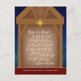 Away in a Manger Verse Script Typography Carol Feestdagenkaart