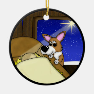 Away in de Manger Corgi kerstversiering Keramisch Ornament