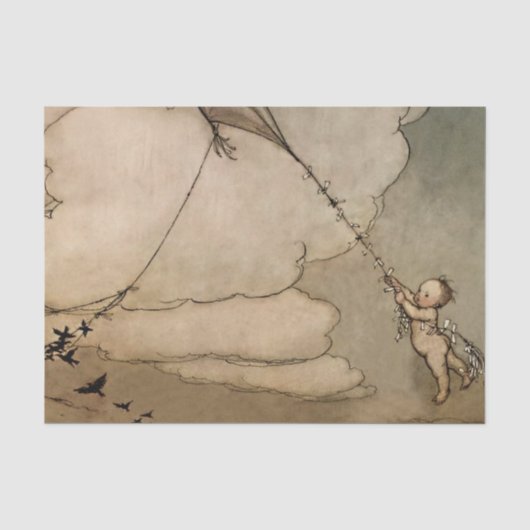 “Away On a Kite” door Arthur Rackham Tissuepapier (Voorkant)