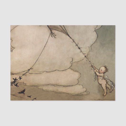 “Away On a Kite” van Arthur Rackham Tissuepapier (Voorkant)