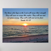 Awe-Inspirerende Isaiah 40:31 Sunrise Over de ocea Poster (Voorkant)
