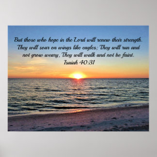 Awe-Inspirerende Isaiah 40:31 Sunrise Over de ocea Poster