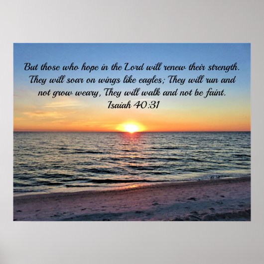 Awe-Inspirerende Isaiah 40:31 Sunrise Over de ocea Poster (Voorkant)