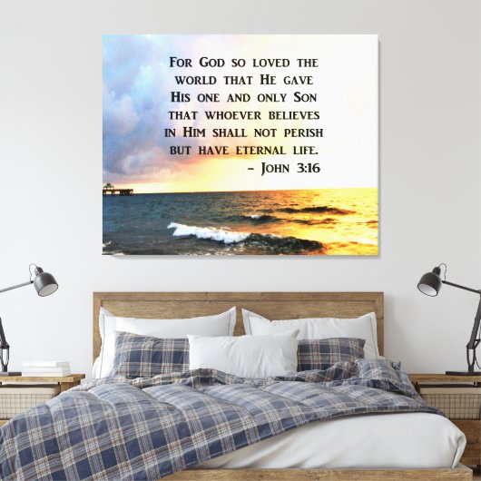 AWE INSPIRING JOHN 3 16 FOTOONTWERP CANVAS AFDRUK (Insitu (Slaapkamer))