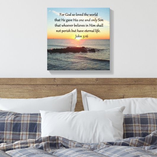 AWE-INSPIRING JOHN 3:16 SUNRISE CANVAS AFDRUK (Insitu (Slaapkamer))