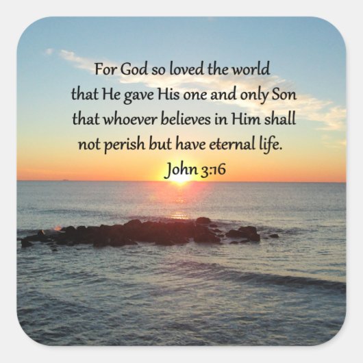 AWE-INSPIRING JOHN 3:16 SUNRISE VIERKANTE STICKER (Voorkant)
