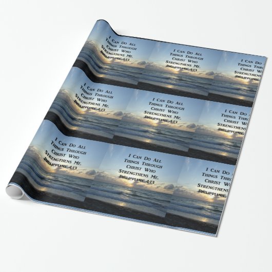 AWE-INSPIRING PHILIPPIANS 4:13 GROENE SCRIPTUUR CADEAUPAPIER (Uitgerold)