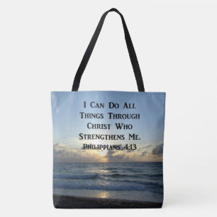 AWE-INSPIRING PHILIPPIANS 4:13 GROENE SCRIPTUUR TOTE BAG