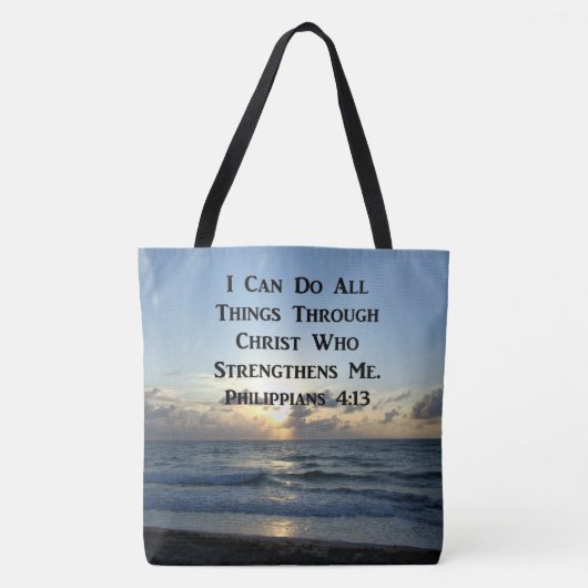 AWE-INSPIRING PHILIPPIANS 4:13 GROENE SCRIPTUUR TOTE BAG (Voorkant)
