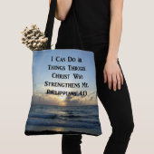 AWE-INSPIRING PHILIPPIANS 4:13 GROENE SCRIPTUUR TOTE BAG (Dichtbij)