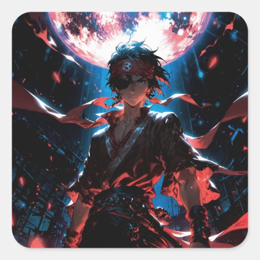Awesome anime character vierkante sticker (Voorkant)