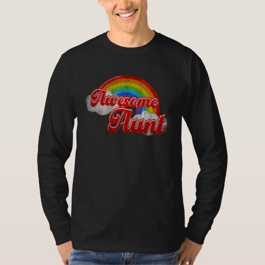 Awesome Aunt Rainbow Colorful Clouds Family T-shirt (Voorkant)