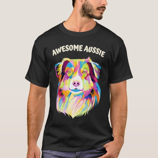 Awesome Aussie Australian Shepherd Dog T-shirt (Voorkant)
