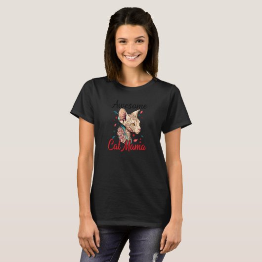 Awesome Cat Mama Sphynx Cat Mom T-shirt (Voorkant volledig)