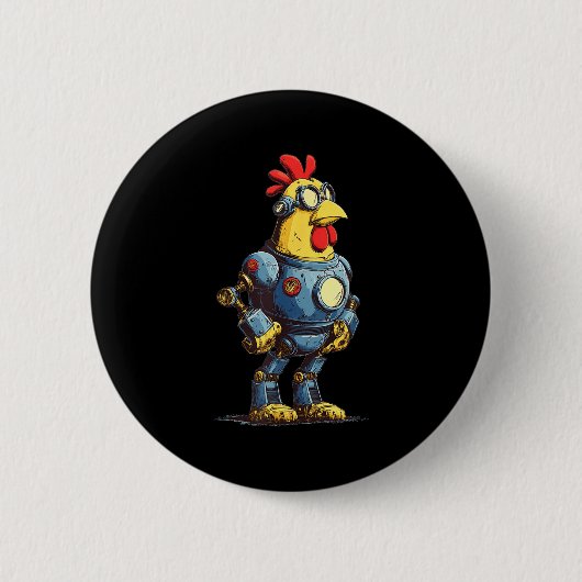 Awesome Chicken Robot For Future Animals Lovers Ronde Button 5,7 Cm (Voorkant)