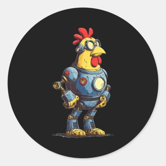 Awesome Chicken Robot For Future Animals Lovers  Ronde Sticker (Voorkant)