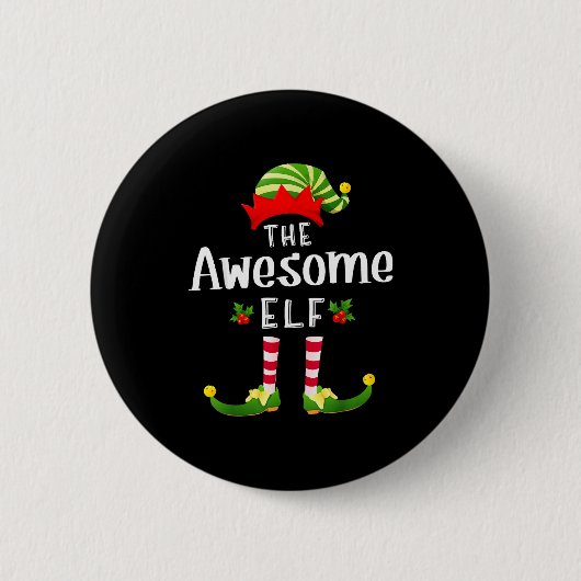 Awesome Christmas Elf Matching Pajama X-mas Party  Ronde Button 5,7 Cm (Voorkant)