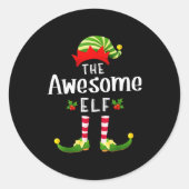 Awesome Christmas Elf Matching Pajama X-mas Party  Ronde Sticker (Voorkant)