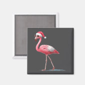 Awesome Cool Flamingo With Christmas Hat And Sungl Magneet (Voorkant / Achterkant)