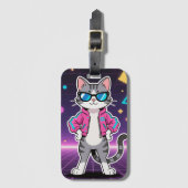 Awesome Cool Retro Gamer Cat Bagagelabel (Voorkant (verticaal))
