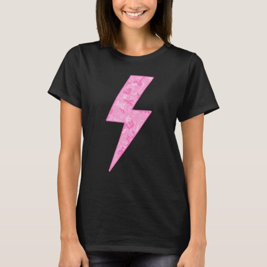 Awesome Cute PINK Camo Lightning Bolt T-shirt (Voorkant)
