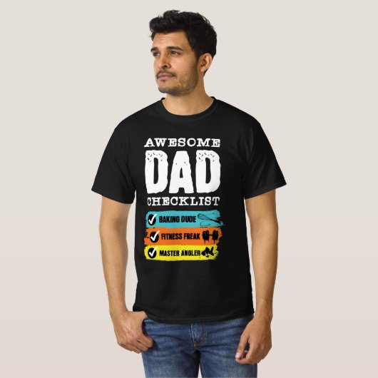 Awesome Dad Checklist Funny Father’s Day T-shirt (Voorkant volledig)