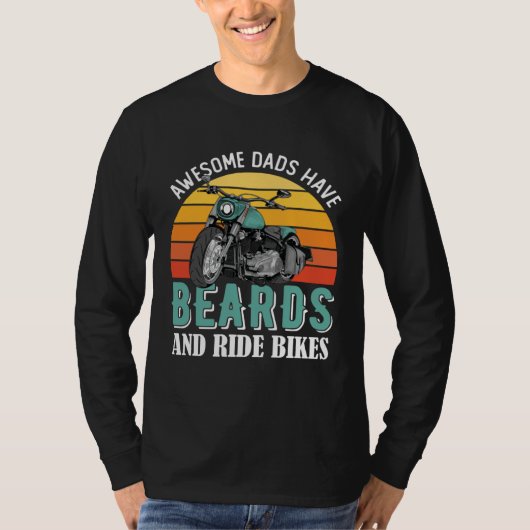 Awesome Dads Have Beards Funny Motorcycle Daddy Bi T-shirt (Voorkant)
