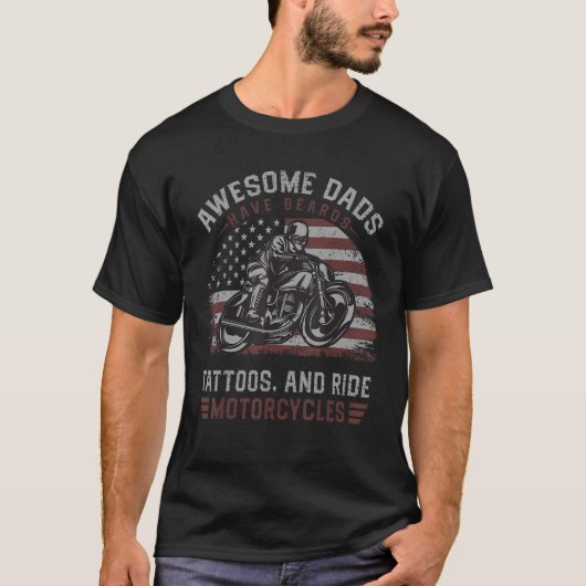 Awesome Dads Have Tattoos And Beards Fathersday M T-shirt (Voorkant)