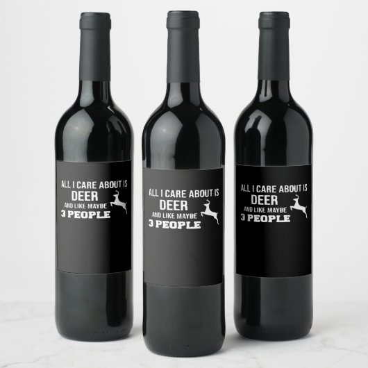 Awesome Deer Lover Minimal Retro Style  Wijn Etiket (Flessen)